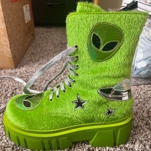 NIB DollsKill Invade Ur Space Alien Combat Boots